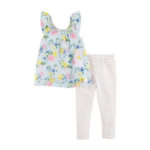 Mud Pie Little Girls' Easter Bunny Floral Tunic and Legging 2pcs Set